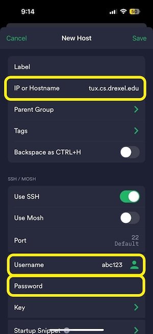 Termius Host Setup