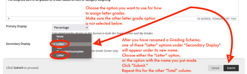 6 Change Letter grading schema