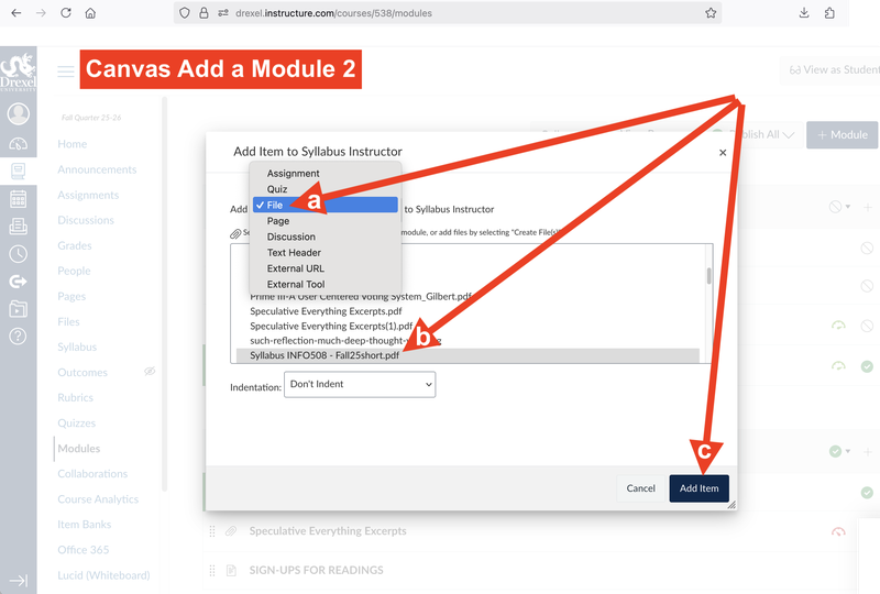 Canvas Add a Module 2