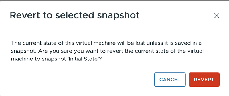 Revert Snapshot Popup