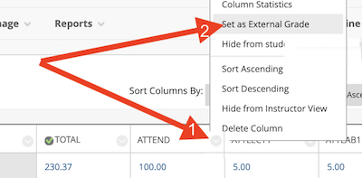 Set External Grade column - click top rop circled down arrow then set copy 2